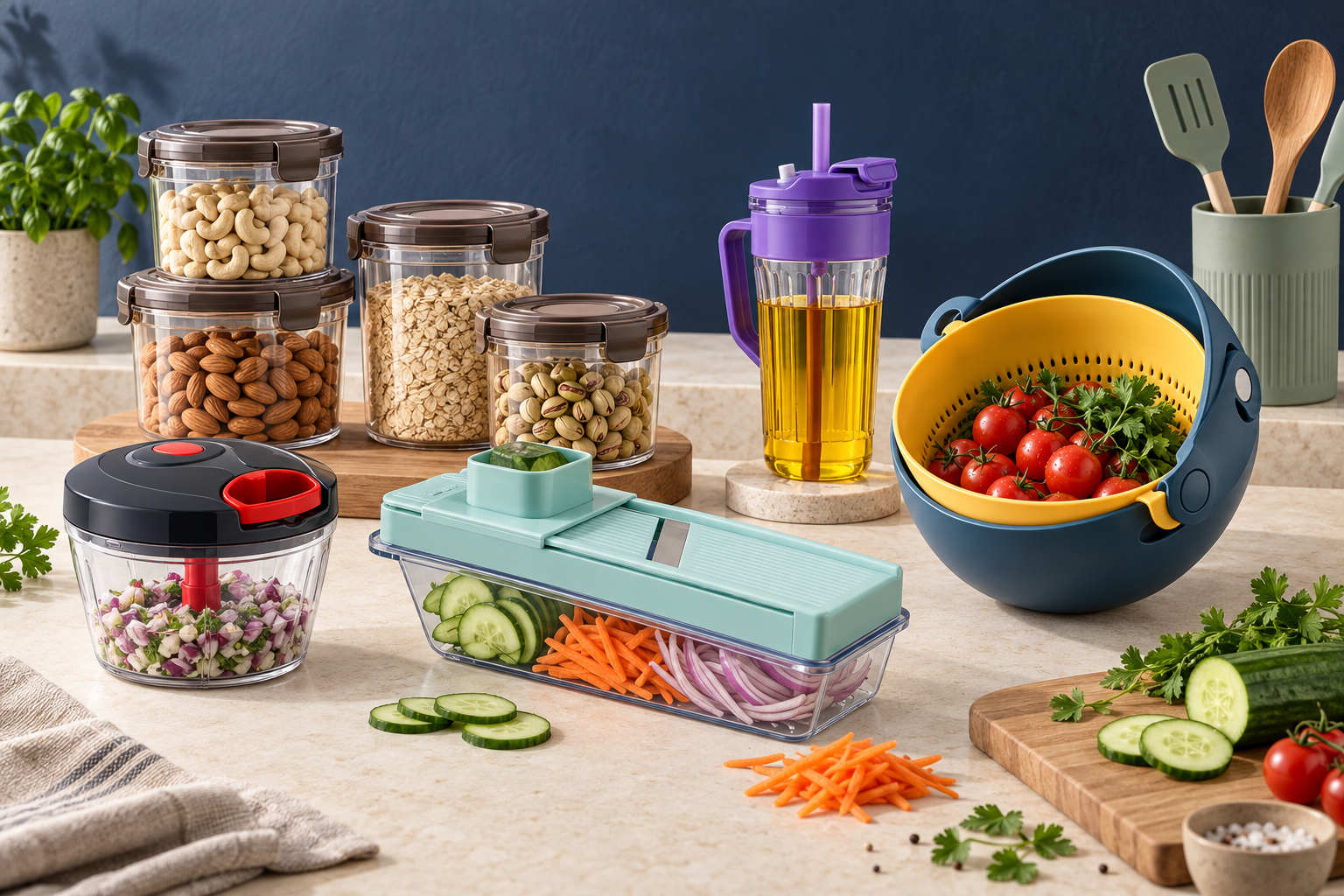 Modern manual kitchen tools and airtight food storage collection
